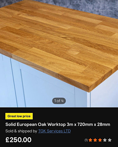 Solid european oak worktop - solid,