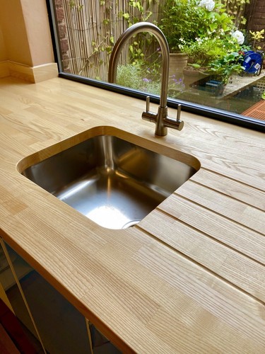 Solid ash worktop real - ash, wood