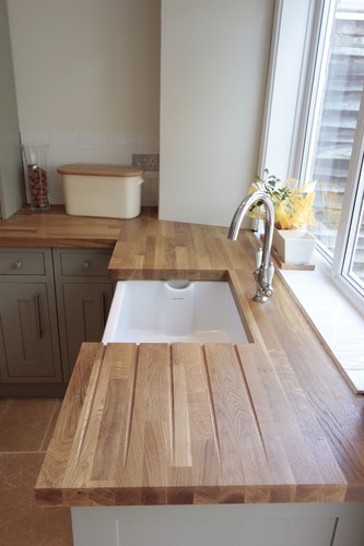 Solid oak wood worktop 3m - solid, 2m